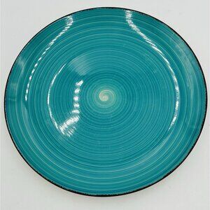 Royal Norfolk 10.5” Teal Turquoise Blue Swirl Dinner Plate Brown Rim